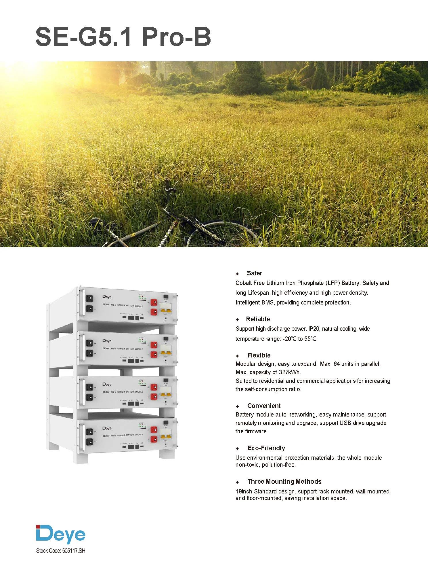 Deye SE-G5.1 Pro-B Lithium (LiFePo4) Batteriemodul / 5,12kWh / 100Ah / 48V / inkl. Zubehör - Image 4