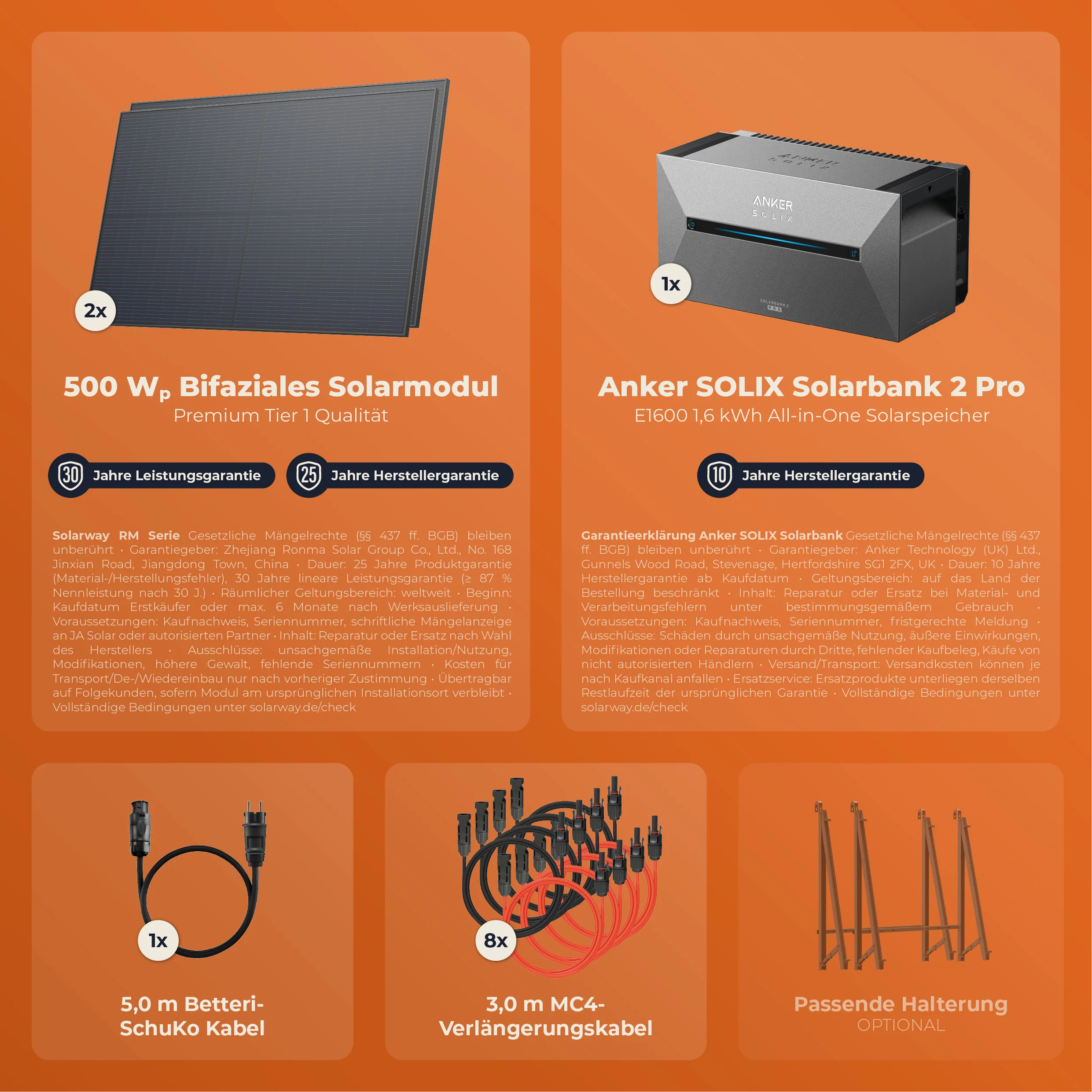 SOLARWAY Balkonkraftwerk 1000 Watt | Anker SOLIX Solarbank 2 E1600 Pro 1,6 kWh Speicher - Image 8