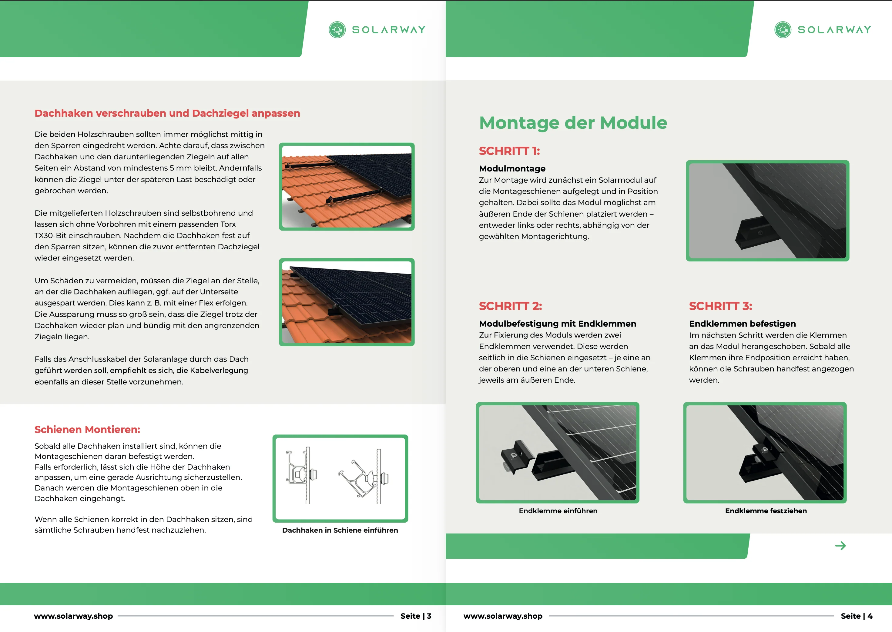 Solarway Balkonkraftwerk Ziegeldach Halterung für Solarpanel | Ziegeldach Befestigung für 2 Solarmodule vertikal Halterung Set | Schwarz - Image 6