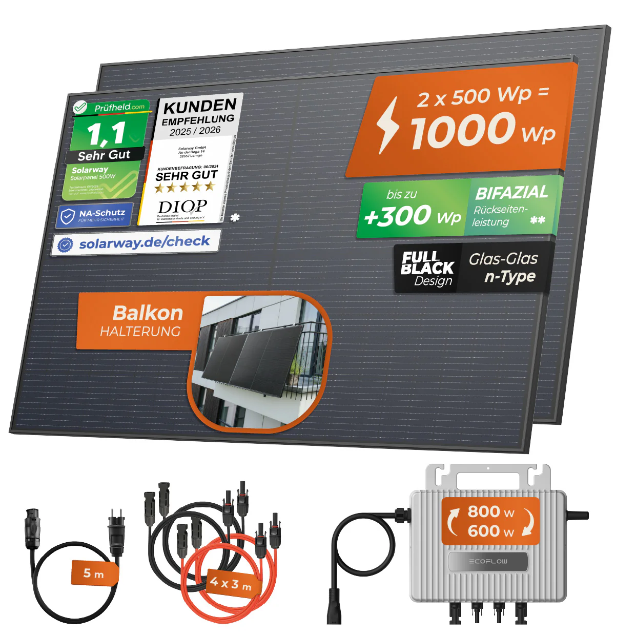 SOLARWAY Balkonkraftwerk 1000 Watt | EcoFlow 600/800 Watt - Image 12