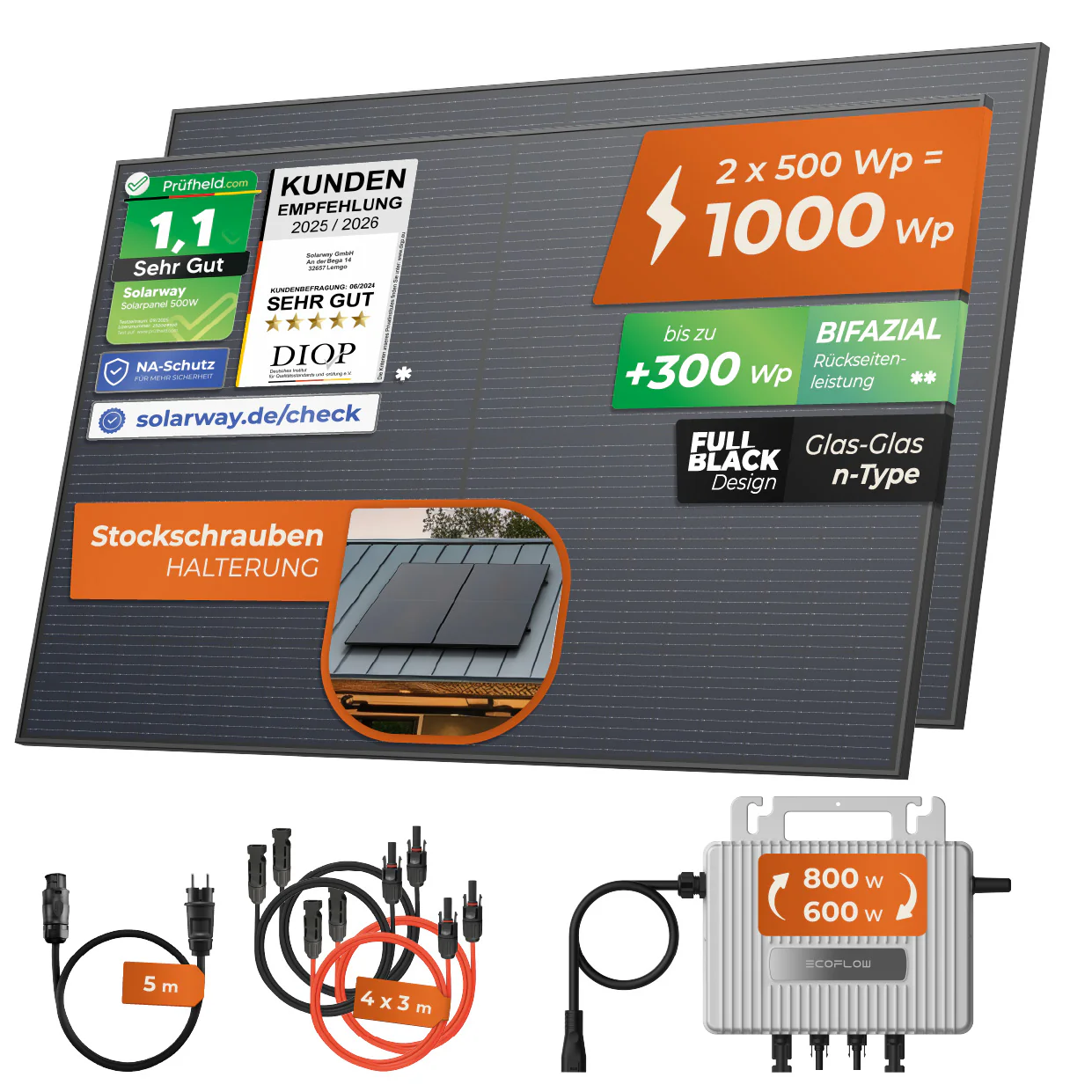 SOLARWAY Balkonkraftwerk 1000 Watt | EcoFlow 600/800 Watt - Image 14
