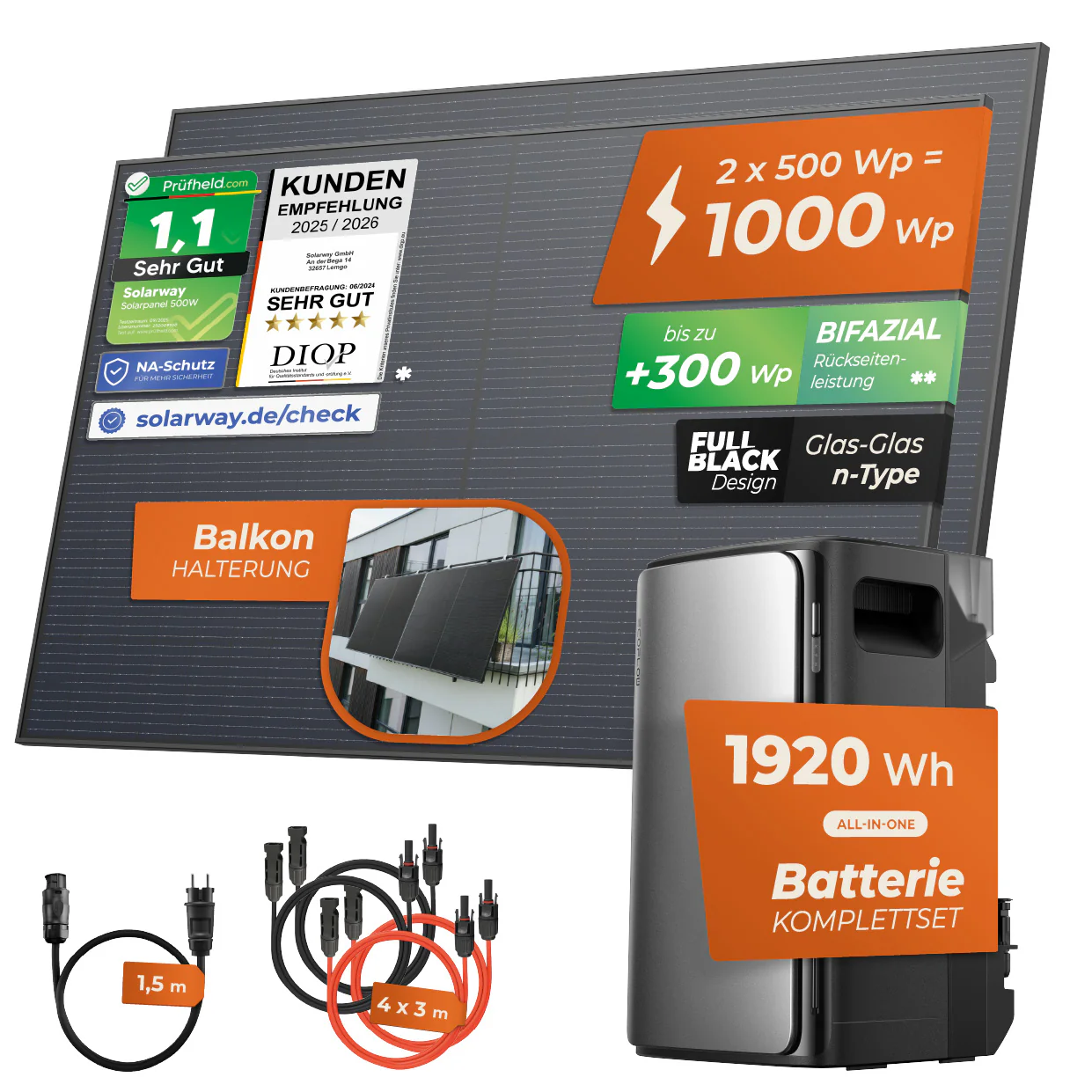 SOLARWAY Balkonkraftwerk 1000 Watt Max | EcoFlow STREAM Max 1920 Wh Speicher - Image 11