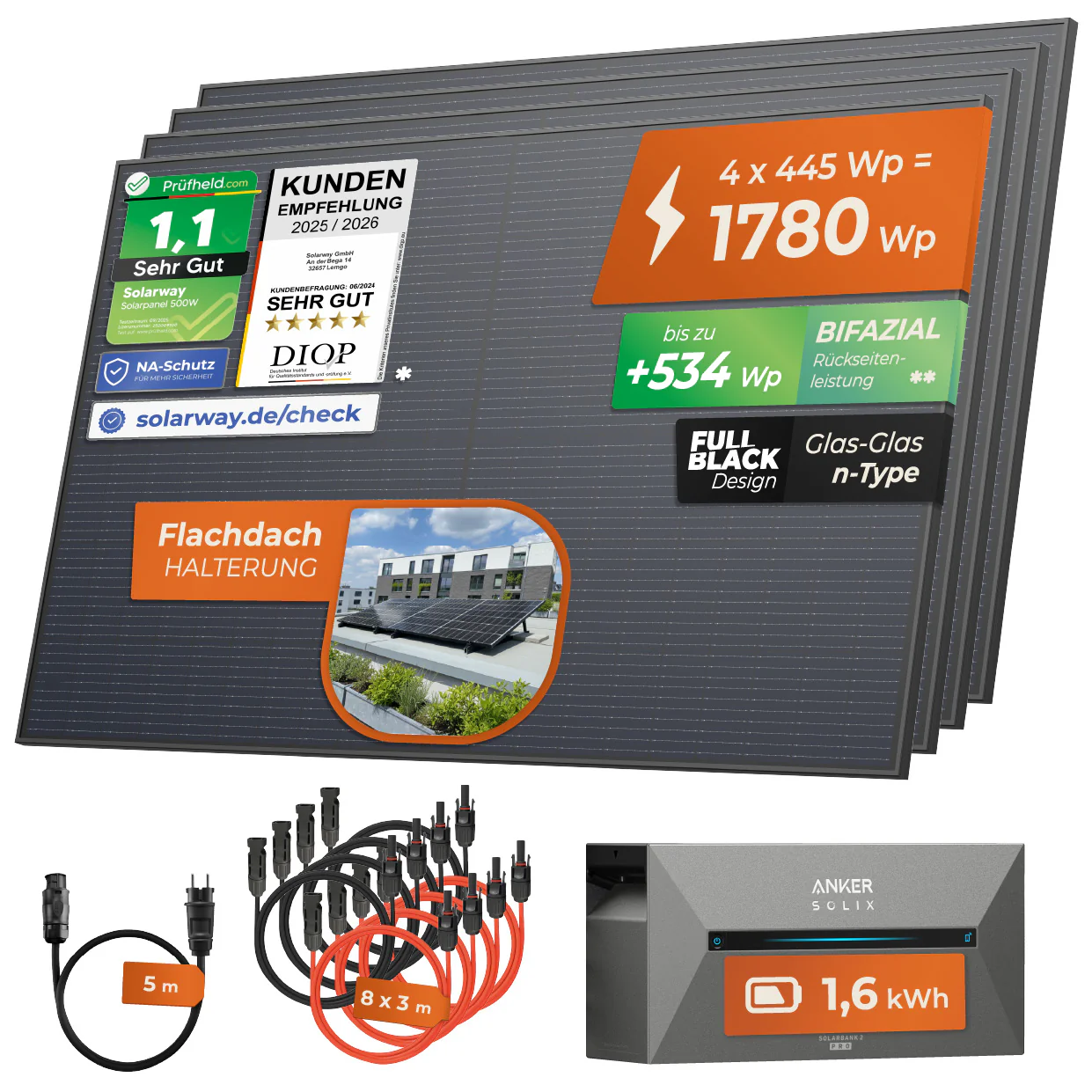SOLARWAY Balkonkraftwerk 1780 Watt | Anker SOLIX Solarbank 2 E1600 Pro 1,6 kWh Speicher - Image 11