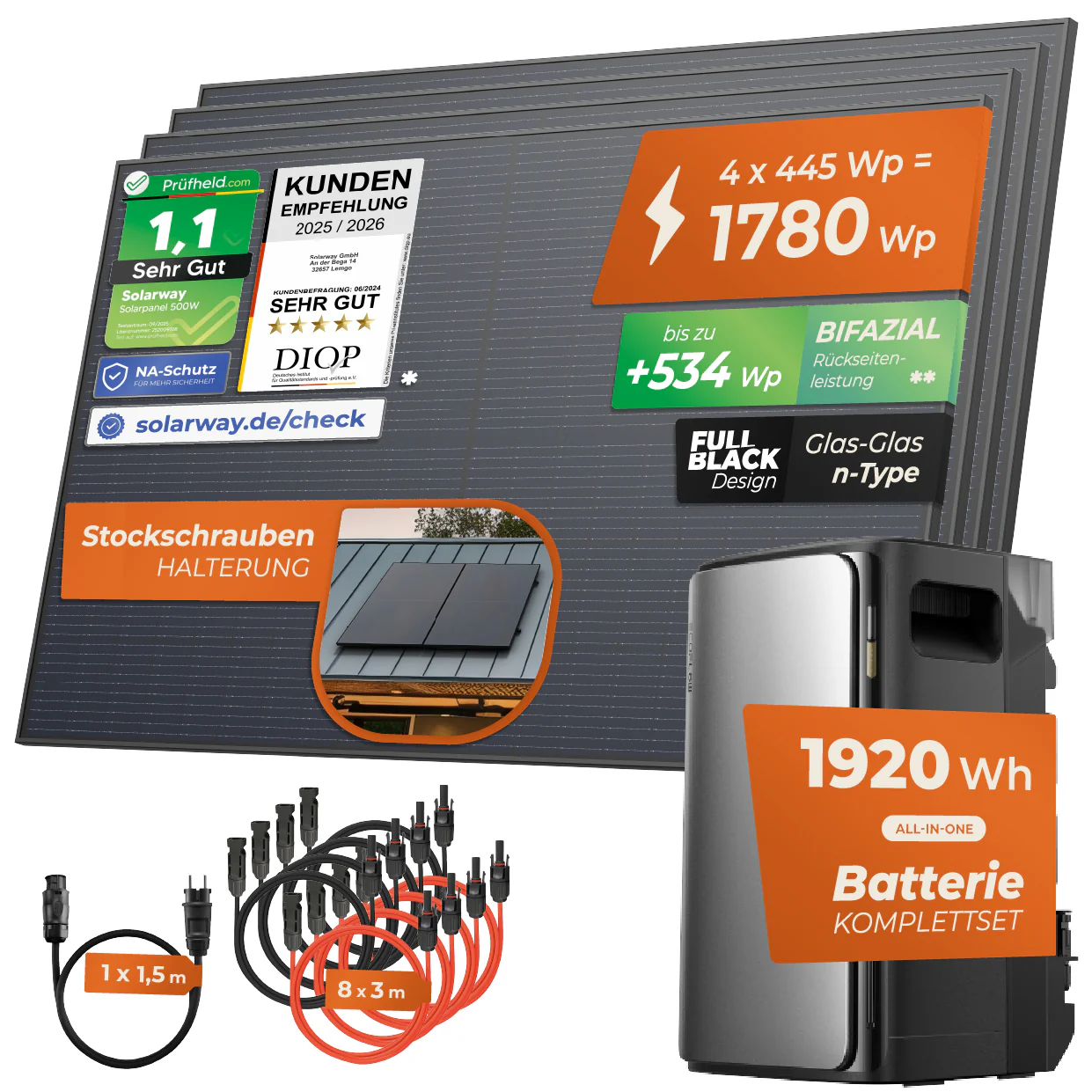 SOLARWAY Balkonkraftwerk 1780 Watt Ultra | EcoFlow STREAM Ultra 1920 Wh Speicher - Image 3