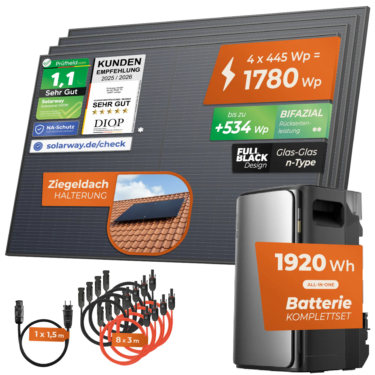 SOLARWAY Balkonkraftwerk 1780 Watt Ultra | EcoFlow STREAM Ultra 1920 Wh Speicher - Image 4