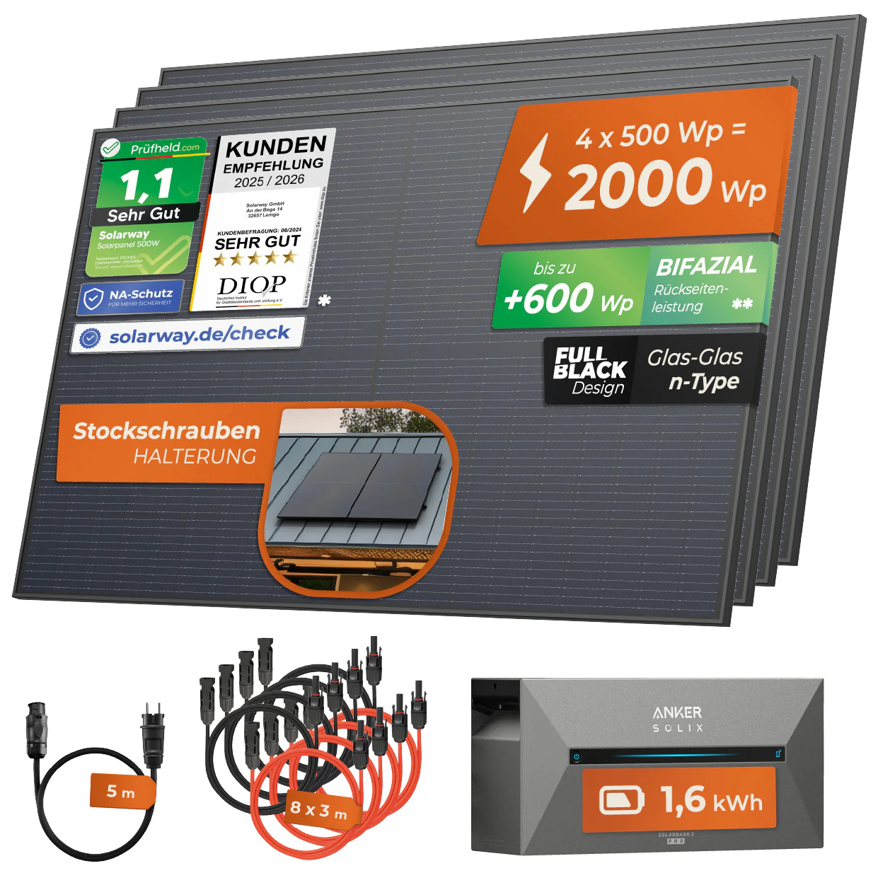SOLARWAY Balkonkraftwerk 2000 Watt | Anker SOLIX Solarbank 2 E1600 Pro 1,6 kWh Speicher - Image 12