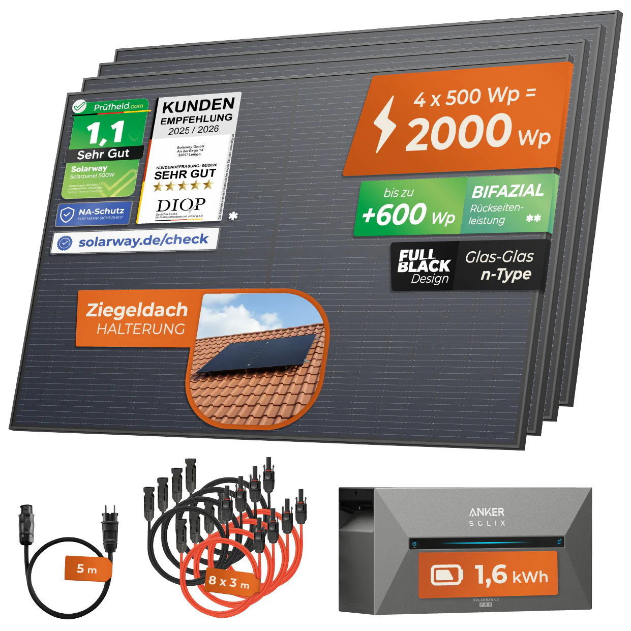 SOLARWAY Balkonkraftwerk 2000 Watt | Anker SOLIX Solarbank 2 E1600 Pro 1,6 kWh Speicher - Image 13