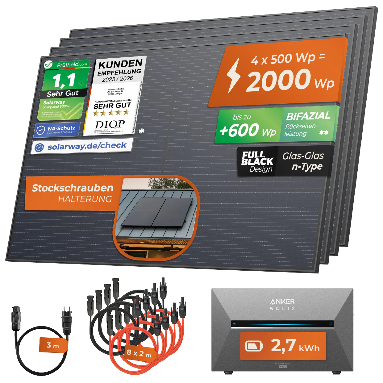 SOLARWAY Balkonkraftwerk 2000 Watt Pro | Anker SOLIX Solarbank 3 E2700 Pro 2,7 kWh Speicher - Image 11