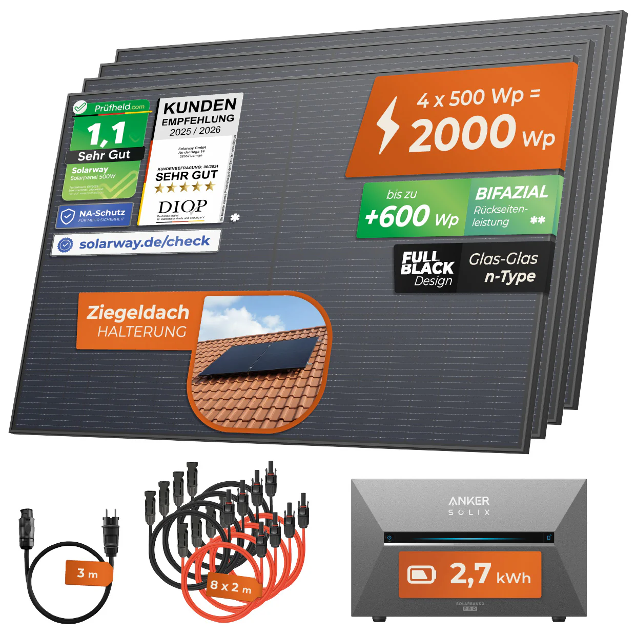 SOLARWAY Balkonkraftwerk 2000 Watt Pro | Anker SOLIX Solarbank 3 E2700 Pro 2,7 kWh Speicher - Image 12