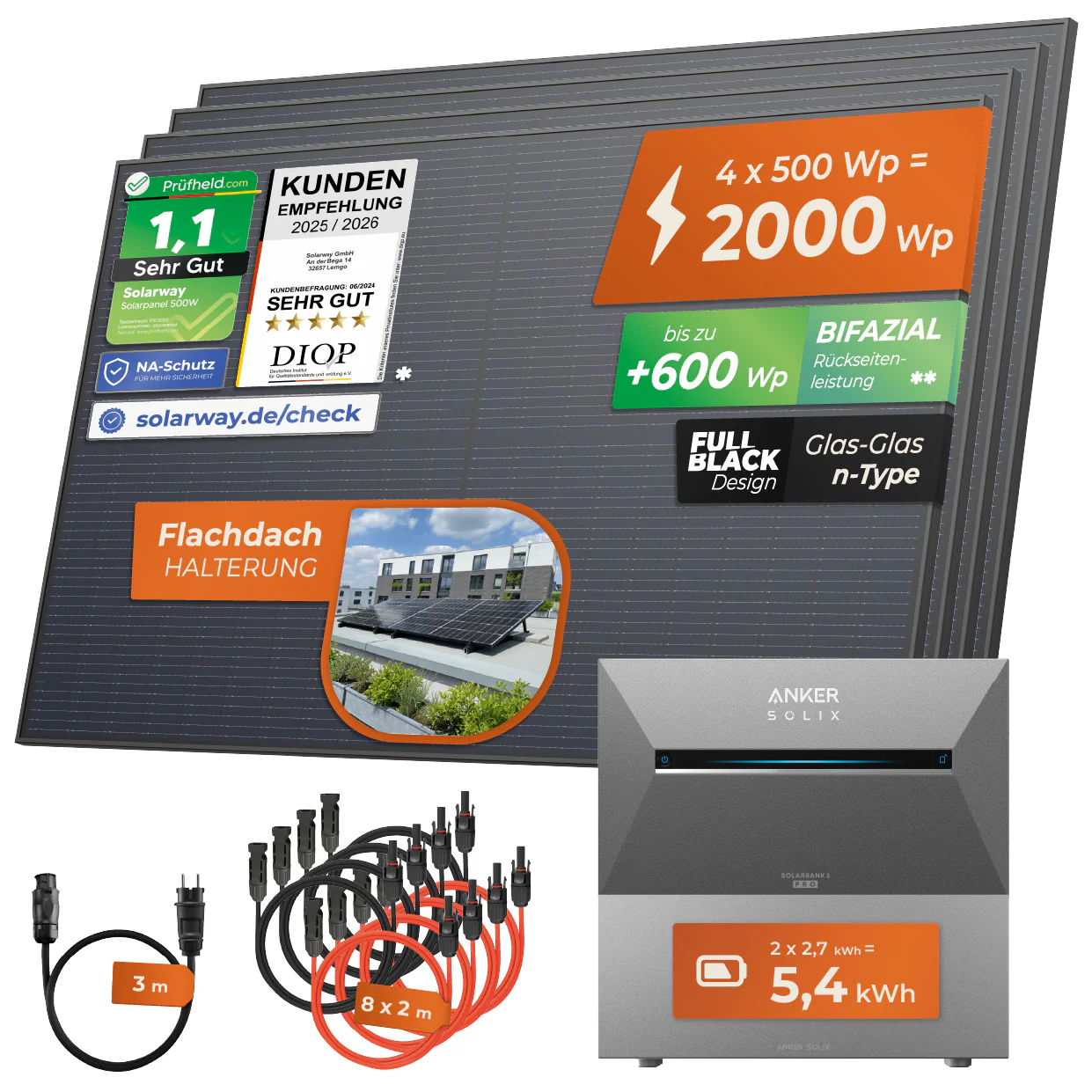 SOLARWAY Balkonkraftwerk 2000 Watt Pro | Anker SOLIX Solarbank 3 E2700 Pro + Erweiterung 5,4 kWh Speicher - Image 10