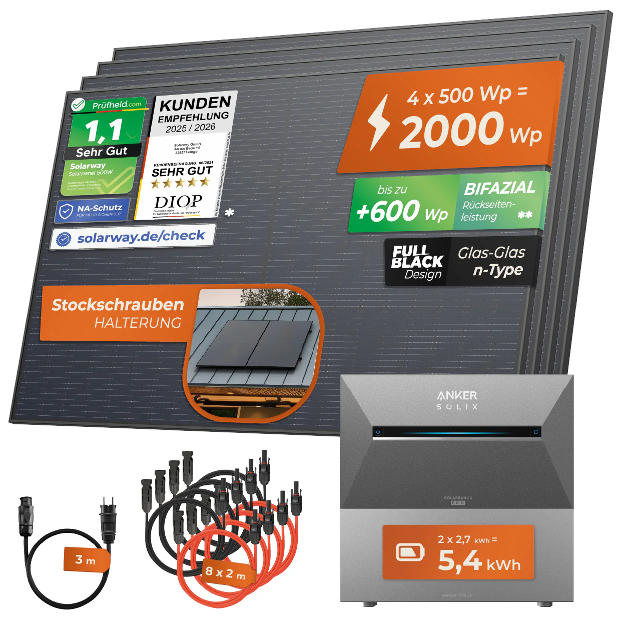 SOLARWAY Balkonkraftwerk 2000 Watt Pro | Anker SOLIX Solarbank 3 E2700 Pro + Erweiterung 5,4 kWh Speicher - Image 11