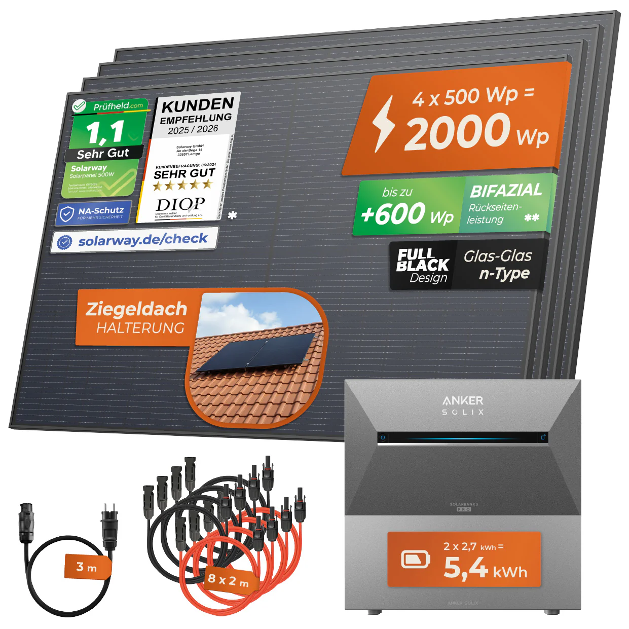 SOLARWAY Balkonkraftwerk 2000 Watt Pro | Anker SOLIX Solarbank 3 E2700 Pro + Erweiterung 5,4 kWh Speicher - Image 12