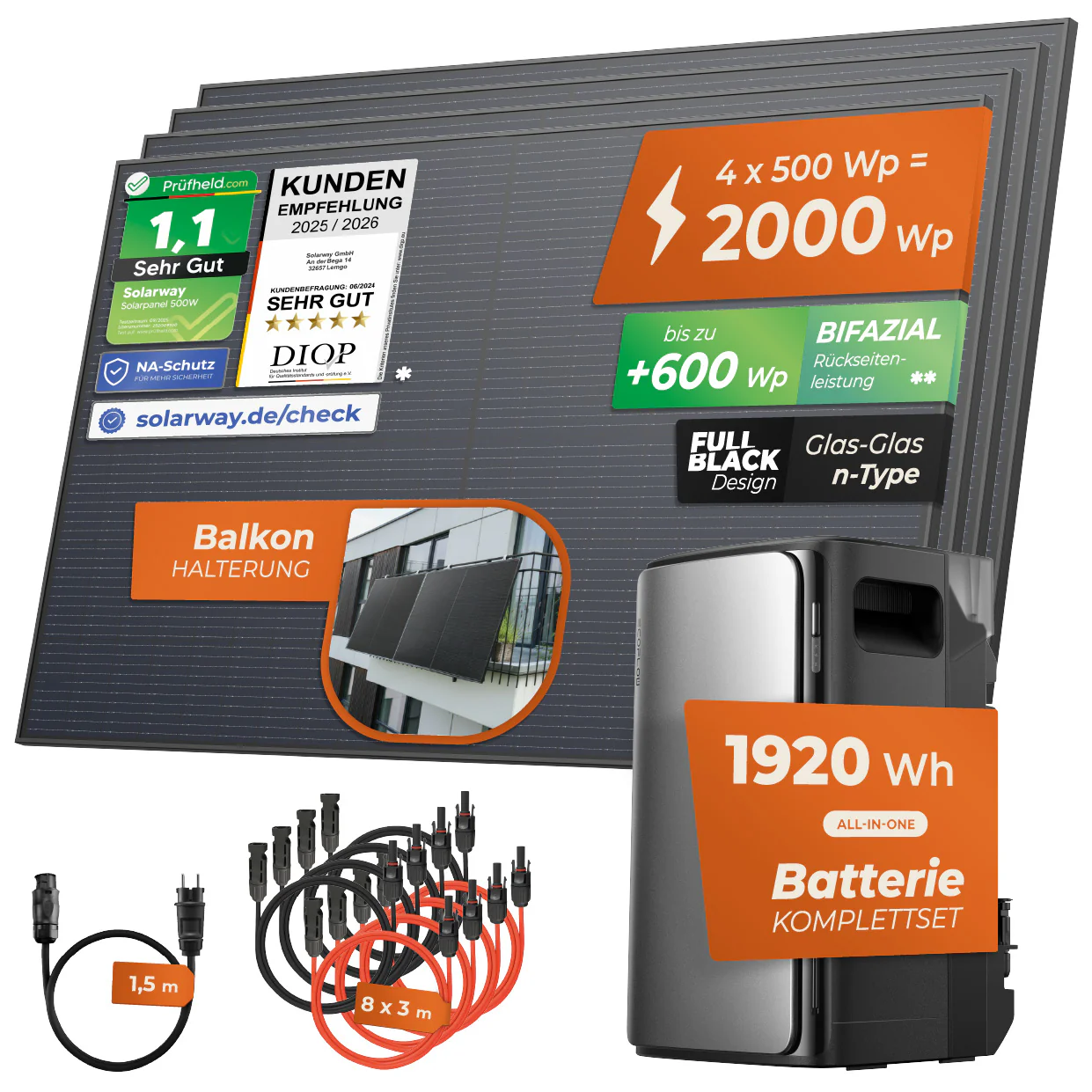 SOLARWAY Balkonkraftwerk 2000 Watt Ultra | EcoFlow STREAM Ultra 1920 Wh Speicher - Image 13