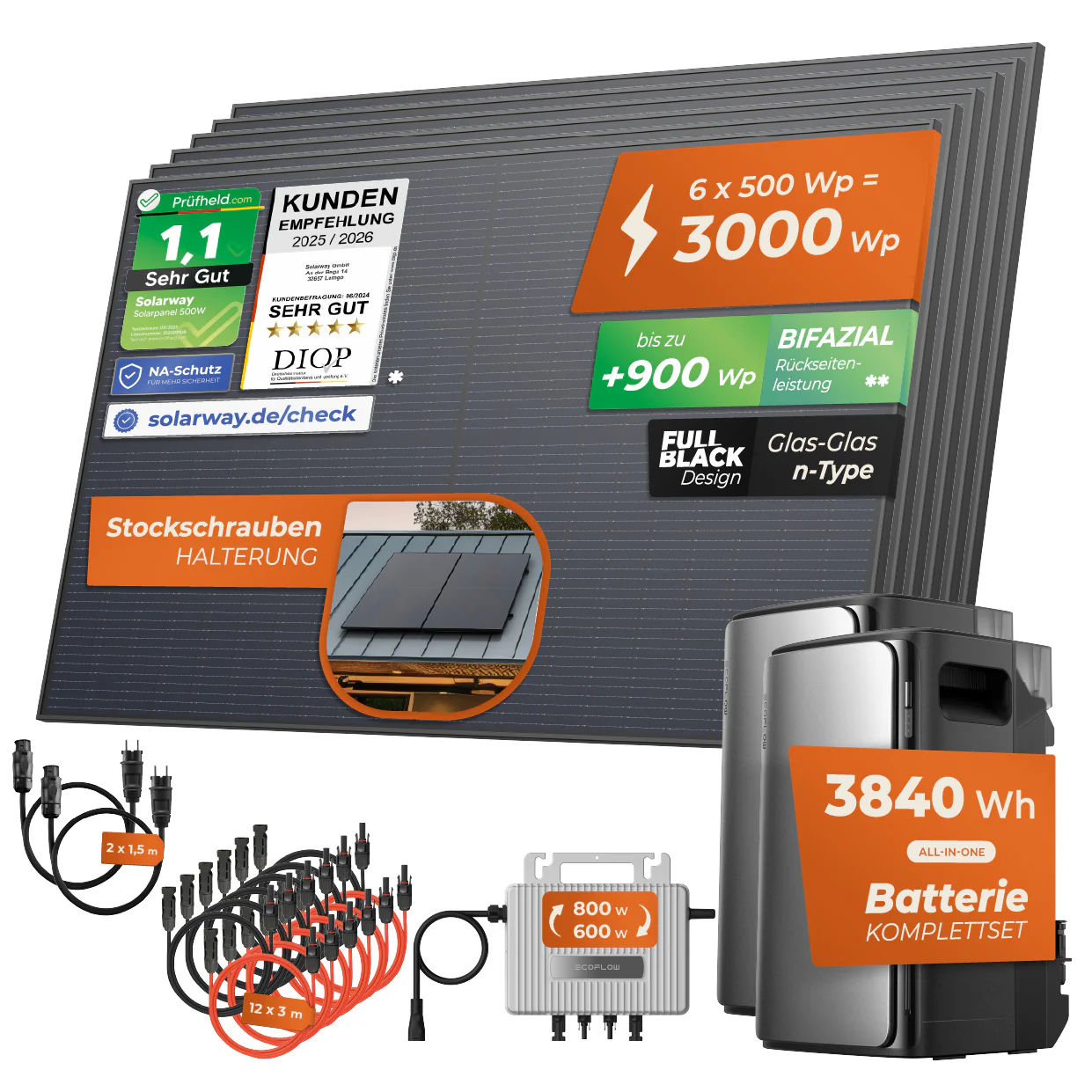SOLARWAY Balkonkraftwerk 3000 Watt Ultra | EcoFlow STREAM Ultra 1920 Wh Speicher + EcoFlow STREAM AC Pro + EcoFlow STREAM - Image 15