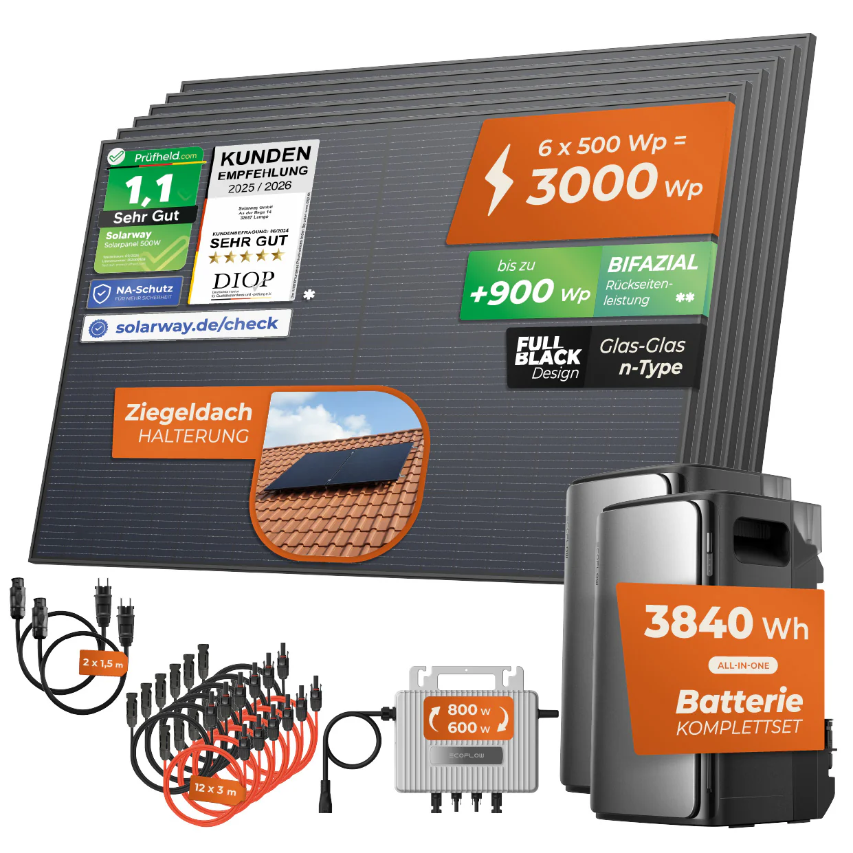 SOLARWAY Balkonkraftwerk 3000 Watt Ultra | EcoFlow STREAM Ultra 1920 Wh Speicher + EcoFlow STREAM AC Pro + EcoFlow STREAM - Image 16
