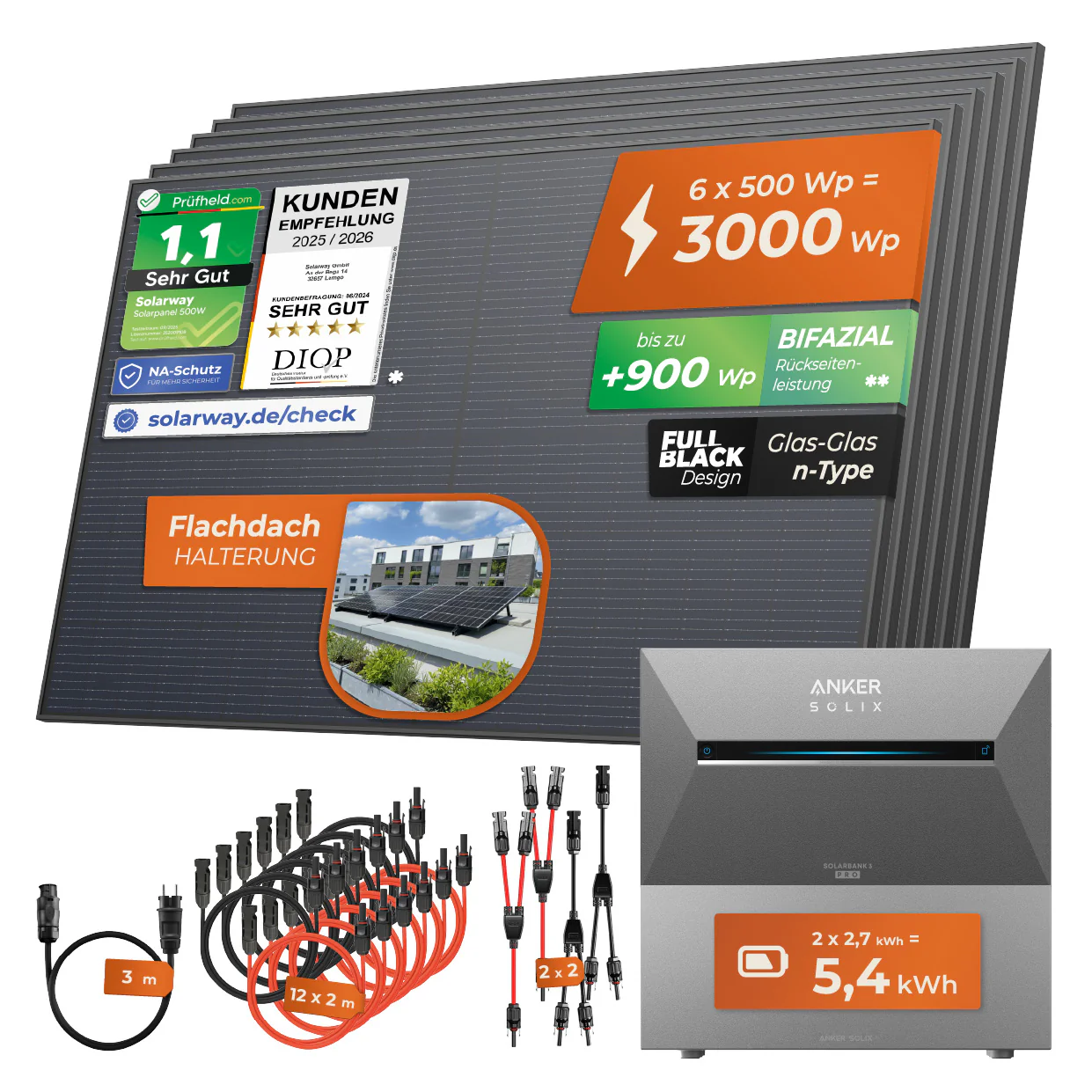SOLARWAY Balkonkraftwerk 3000 Watt Pro | Anker SOLIX Solarbank 3 E2700 Pro 5,4 kWh Speicher - Image 10