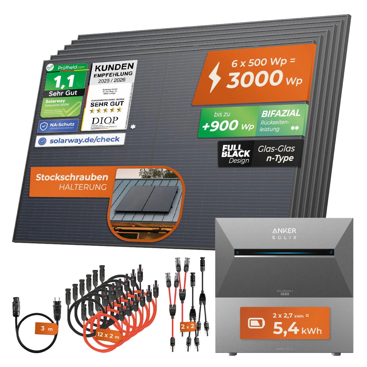 SOLARWAY Balkonkraftwerk 3000 Watt Pro | Anker SOLIX Solarbank 3 E2700 Pro 5,4 kWh Speicher - Image 11