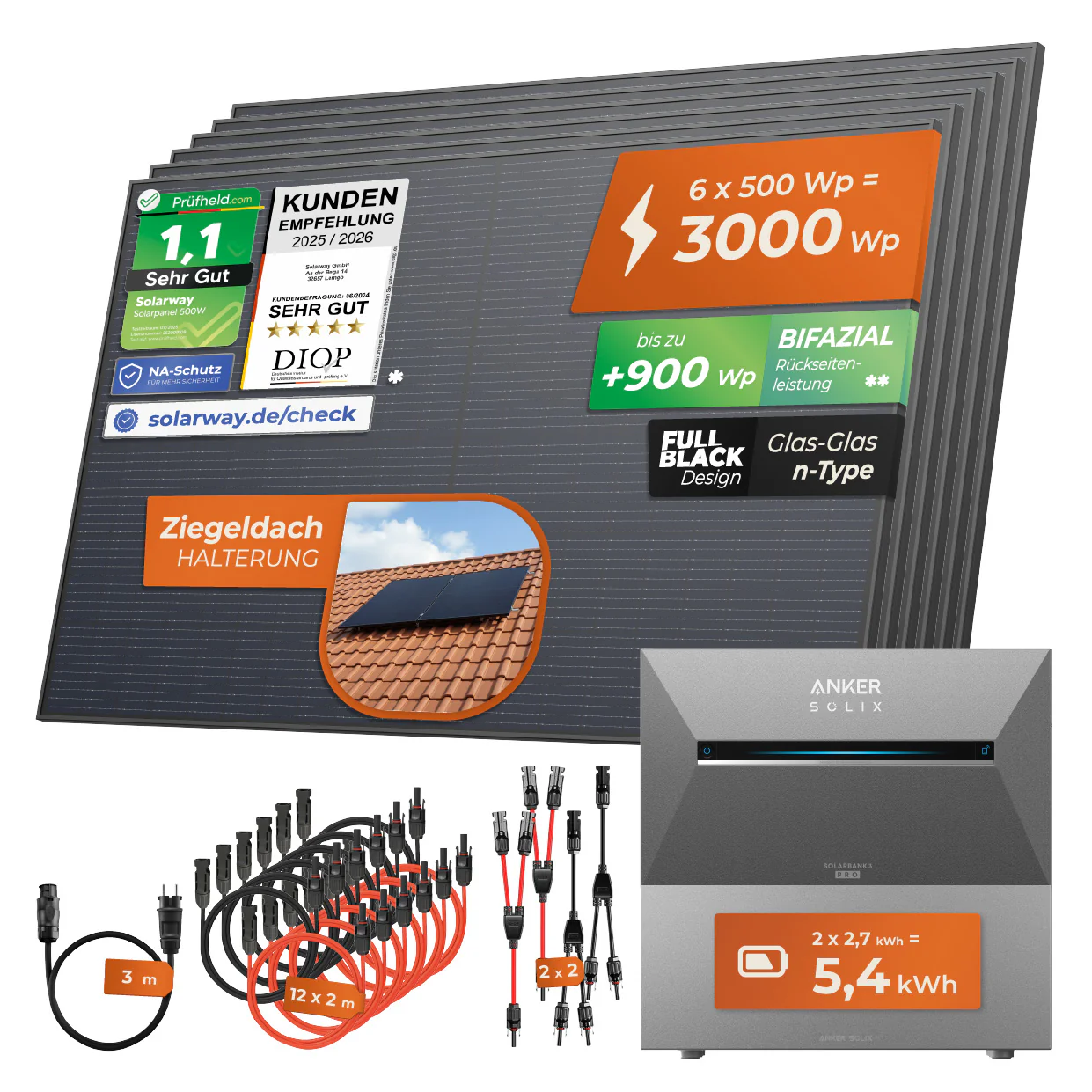 SOLARWAY Balkonkraftwerk 3000 Watt Pro | Anker SOLIX Solarbank 3 E2700 Pro 5,4 kWh Speicher - Image 12
