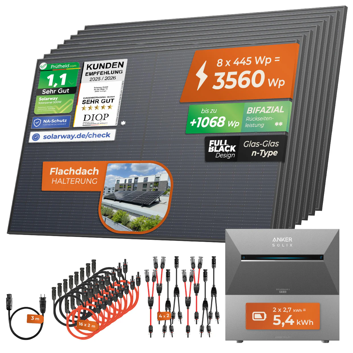 SOLARWAY Balkonkraftwerk 3560 Watt Pro | Anker SOLIX Solarbank 3 E2700 Pro 5,4 kWh Speicher - Image 10