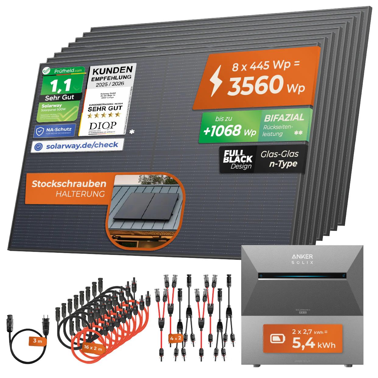 SOLARWAY Balkonkraftwerk 3560 Watt Pro | Anker SOLIX Solarbank 3 E2700 Pro 5,4 kWh Speicher - Image 11