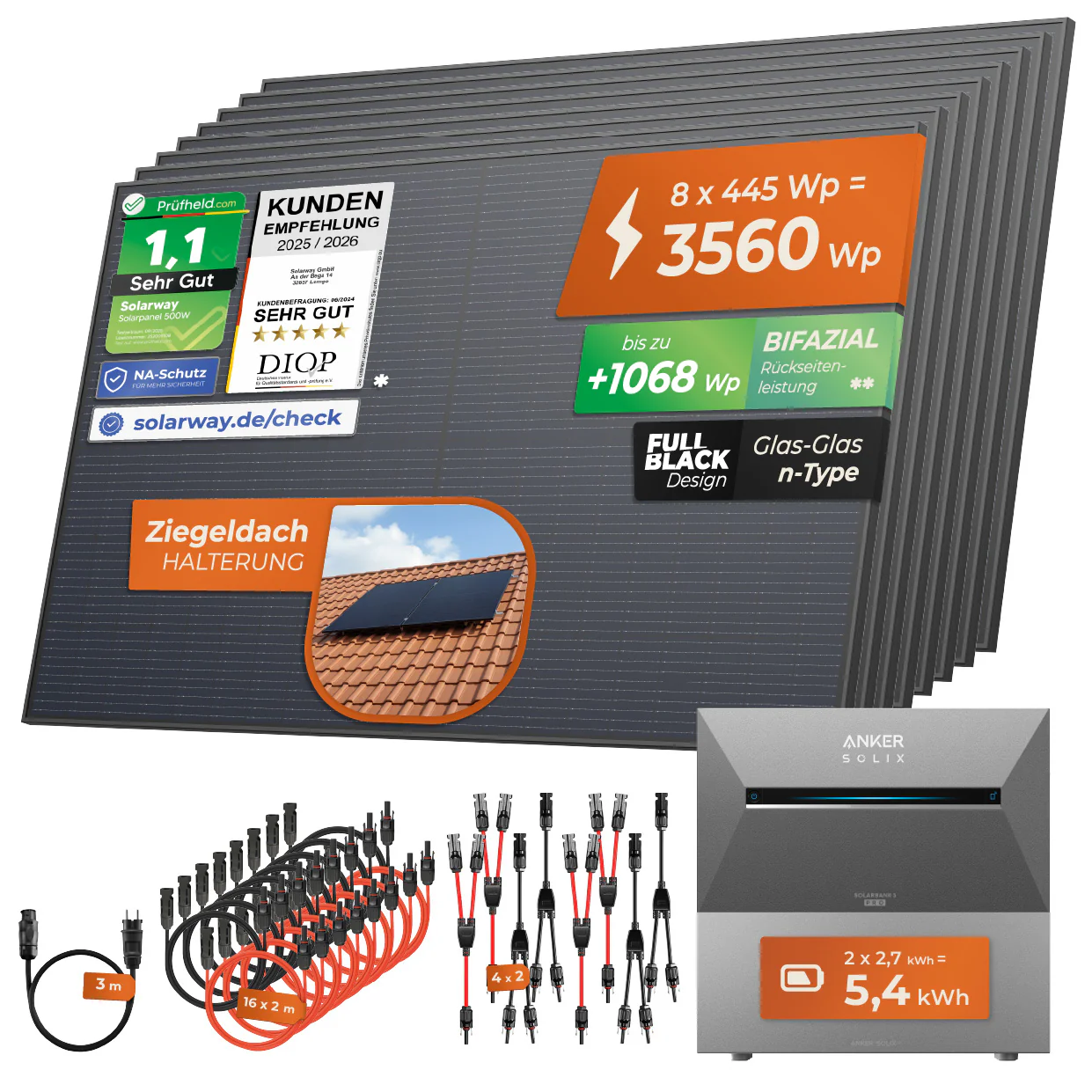 SOLARWAY Balkonkraftwerk 3560 Watt Pro | Anker SOLIX Solarbank 3 E2700 Pro 5,4 kWh Speicher - Image 12