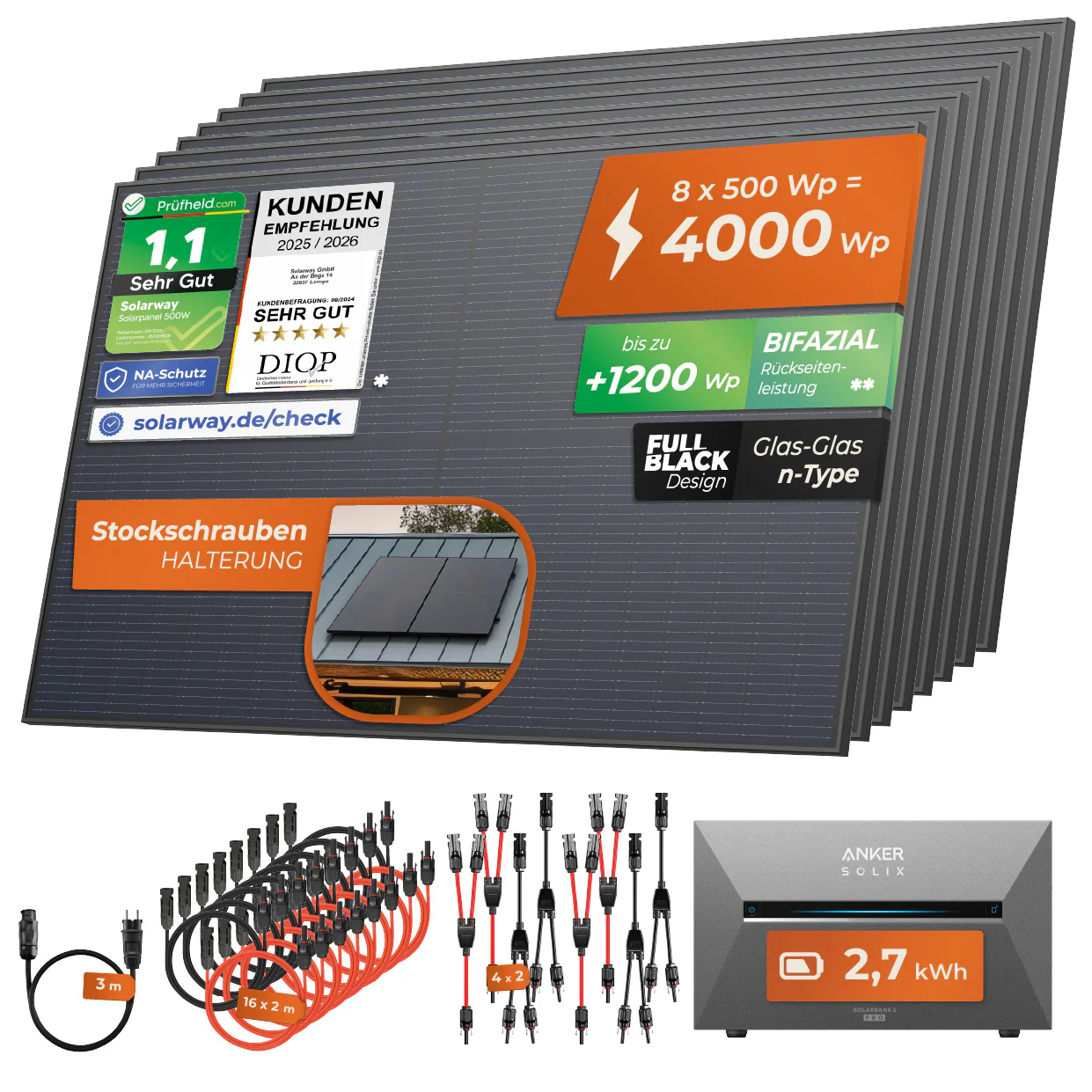 SOLARWAY Balkonkraftwerk 4000 Watt Pro | Anker SOLIX Solarbank 3 E2700 Pro 2,7 kWh Speicher - Image 11