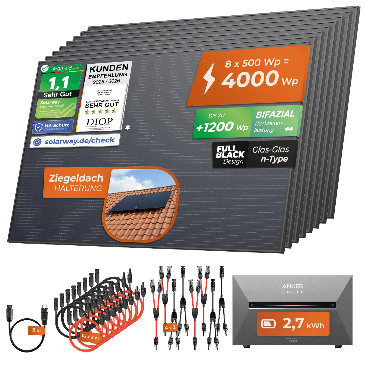 SOLARWAY Balkonkraftwerk 4000 Watt Pro | Anker SOLIX Solarbank 3 E2700 Pro 2,7 kWh Speicher - Image 12