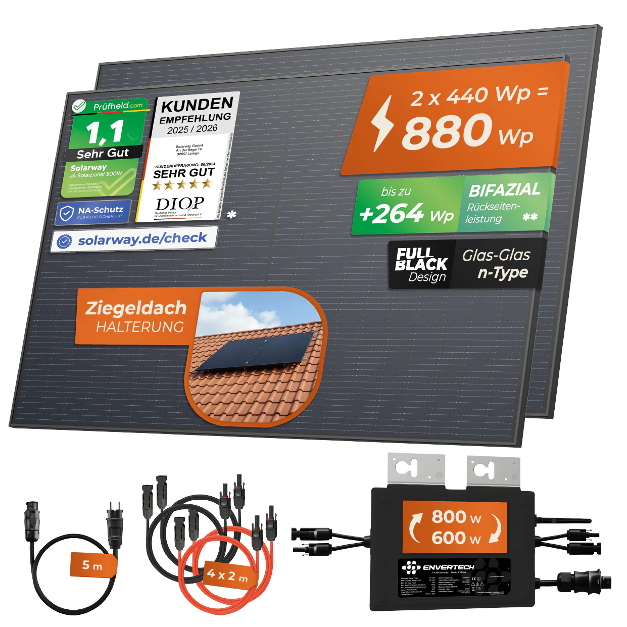 SOLARWAY Balkonkraftwerk 890 Watt | Envertech 600/800 Watt | Bifazial inkl. App & WiFi - Image 11