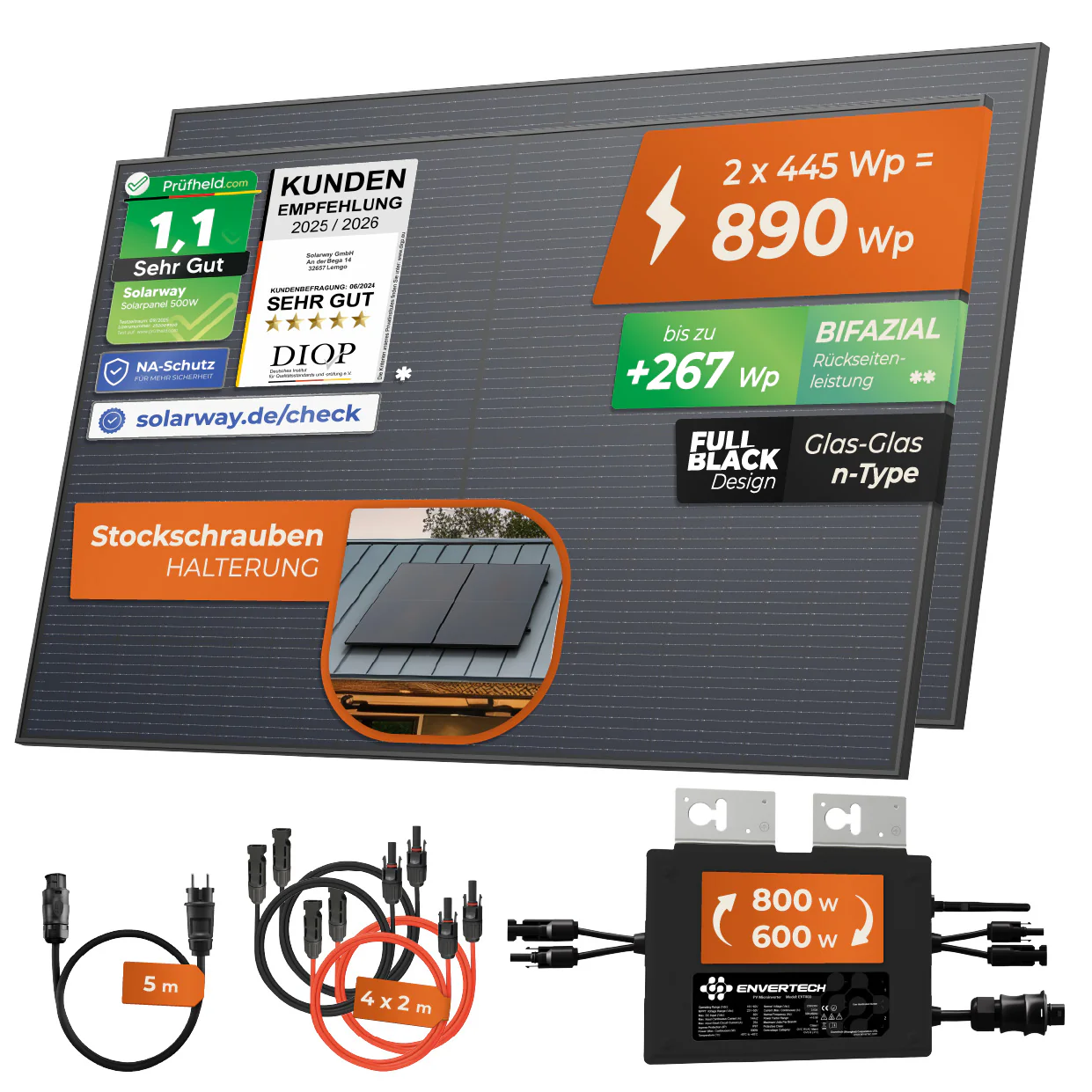 SOLARWAY Balkonkraftwerk 890 Watt | Envertech 600/800 Watt - Image 10