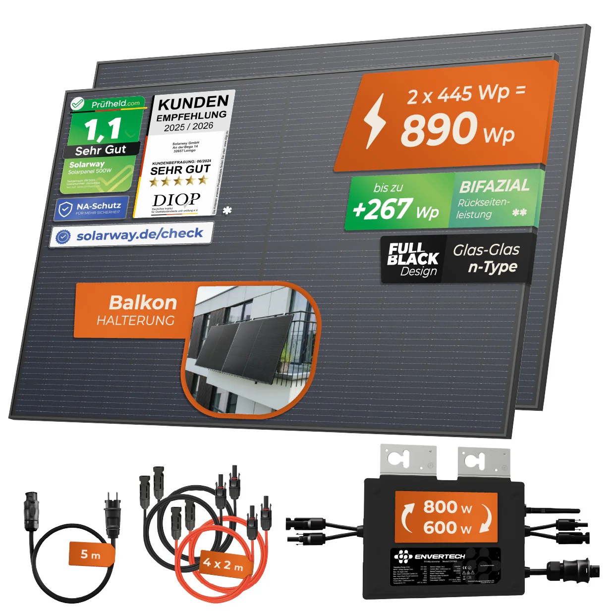 SOLARWAY Balkonkraftwerk 890 Watt | Envertech 600/800 Watt - Image 8