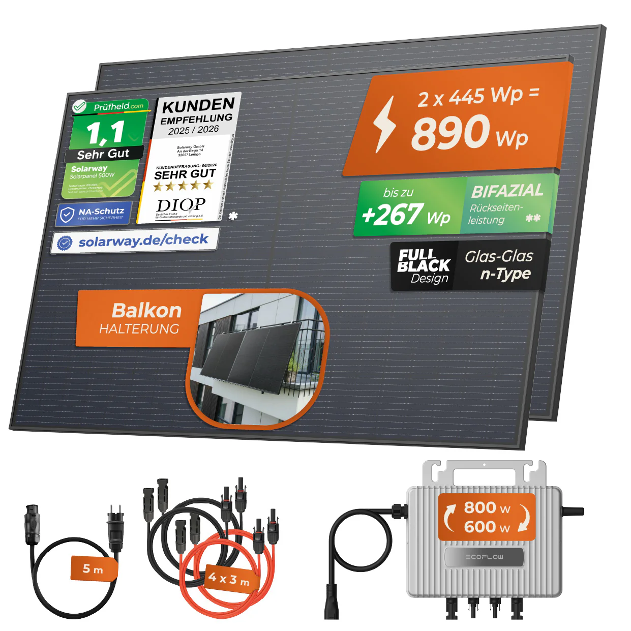 SOLARWAY Balkonkraftwerk 890 Watt | EcoFlow 600/800 Watt - Image 13
