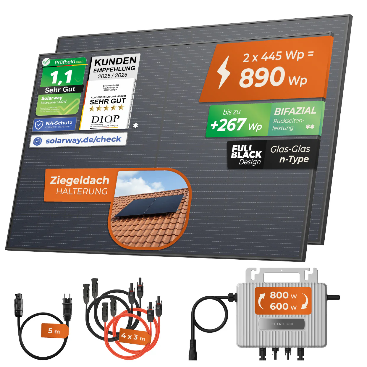 SOLARWAY Balkonkraftwerk 890 Watt | EcoFlow 600/800 Watt - Image 16