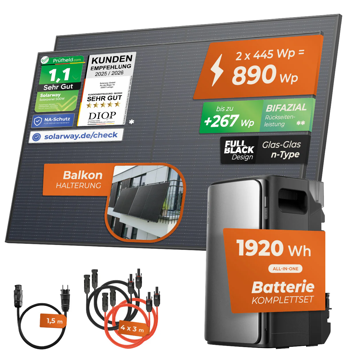 SOLARWAY Balkonkraftwerk 890 Watt Max | EcoFlow STREAM Max 1920 Wh Speicher - Image 12
