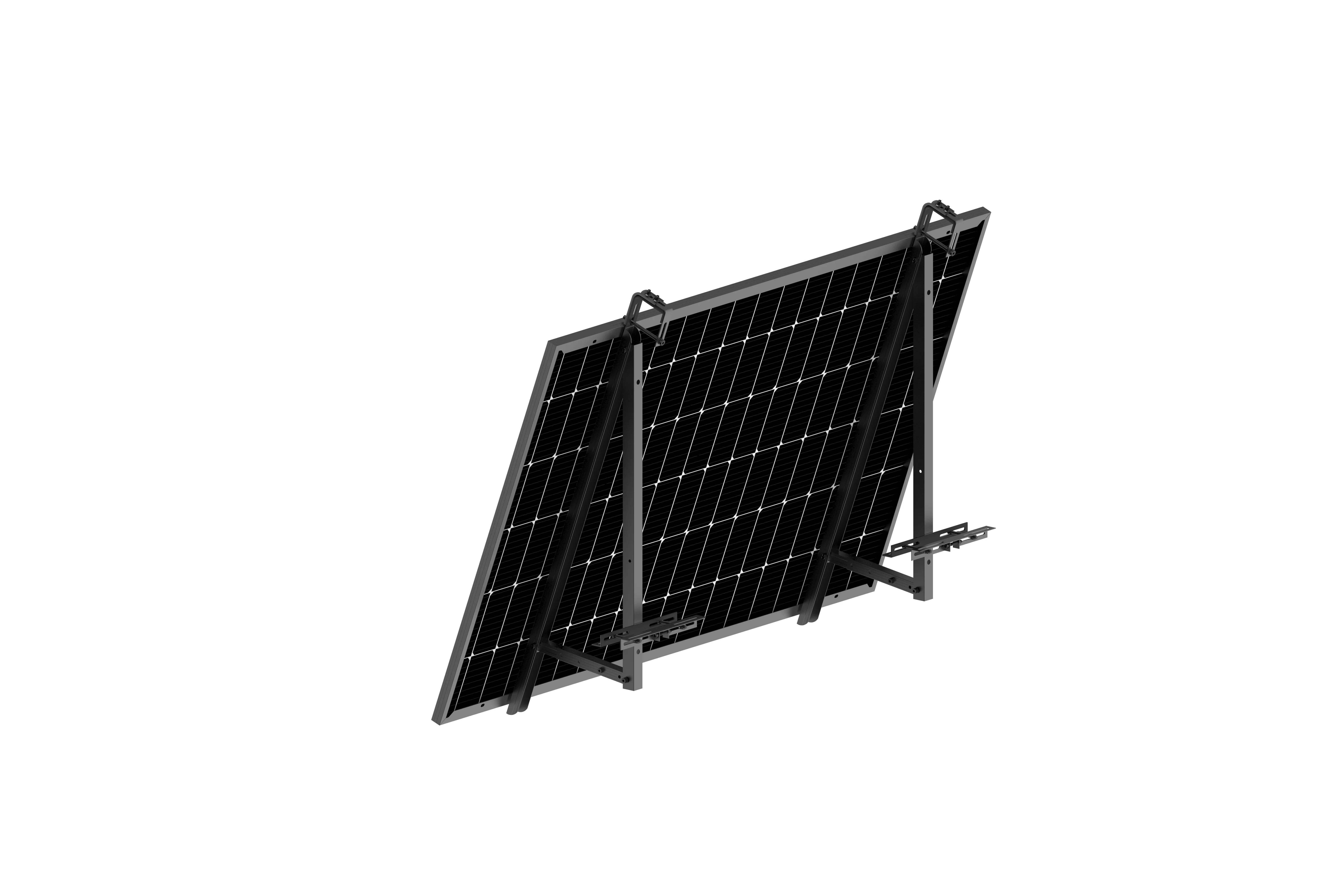Solarway Balkonkraftwerk Halterung für Solarpanel | Balkon, Geländer, Fassade und Flachdach Befestigung für 2 Solarmodule Halterung Set | Neigungswinkel 20-35° | Schwarz - Image 4