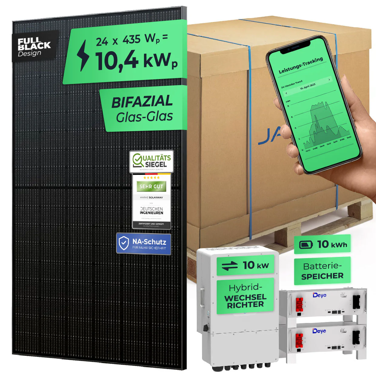 SOLARWAY Solaranlage Komplettset 10 kW | Deye 10 kW | Bifazial inkl. Montagesystem, App & WiFi - Image 11