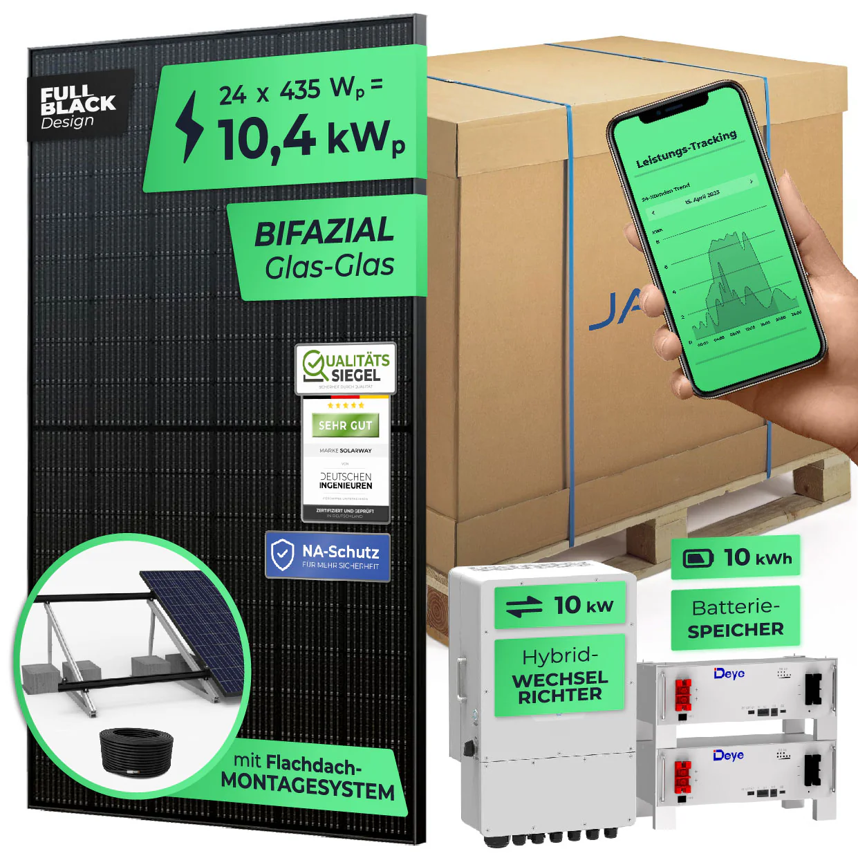 SOLARWAY Solaranlage Komplettset 10 kW | Deye 10 kW | Bifazial inkl. Montagesystem, App & WiFi - Image 9