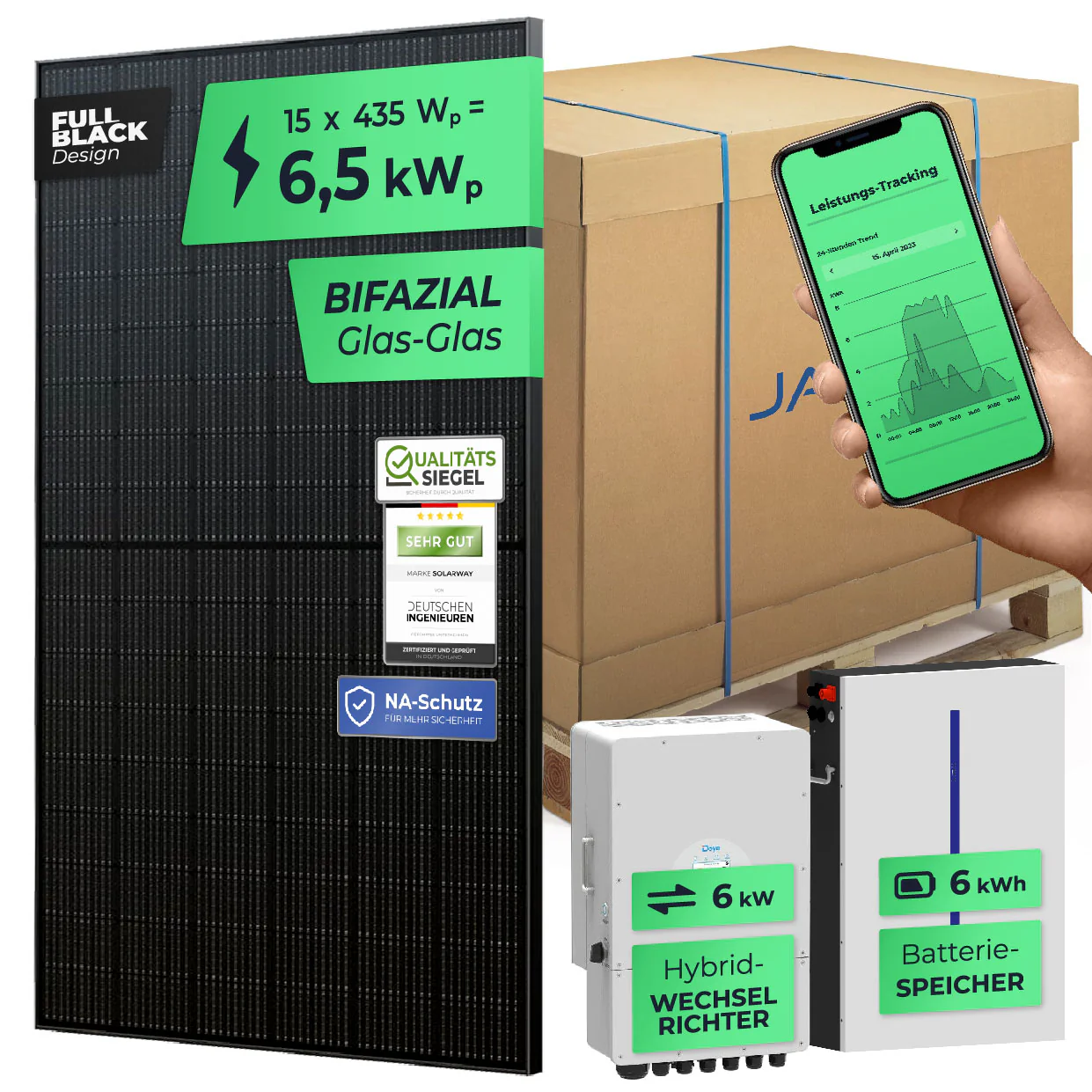SOLARWAY Solaranlage Komplettset 6,5 kW | Deye 6 kW | Bifazial inkl. Montagesystem, App & WiFi - Image 11