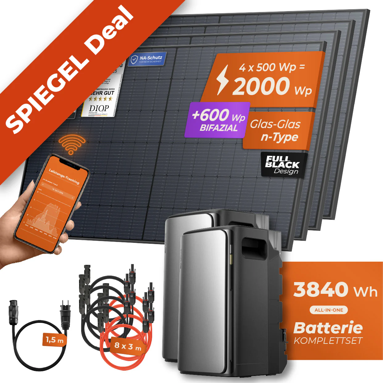 SPIEGEL-EXKLUSIV Balkonkraftwerk 2000 Watt Pro | EcoFlow STREAM Ultra 1920 Wh Batterie + EcoFlow STREAM AC Pro